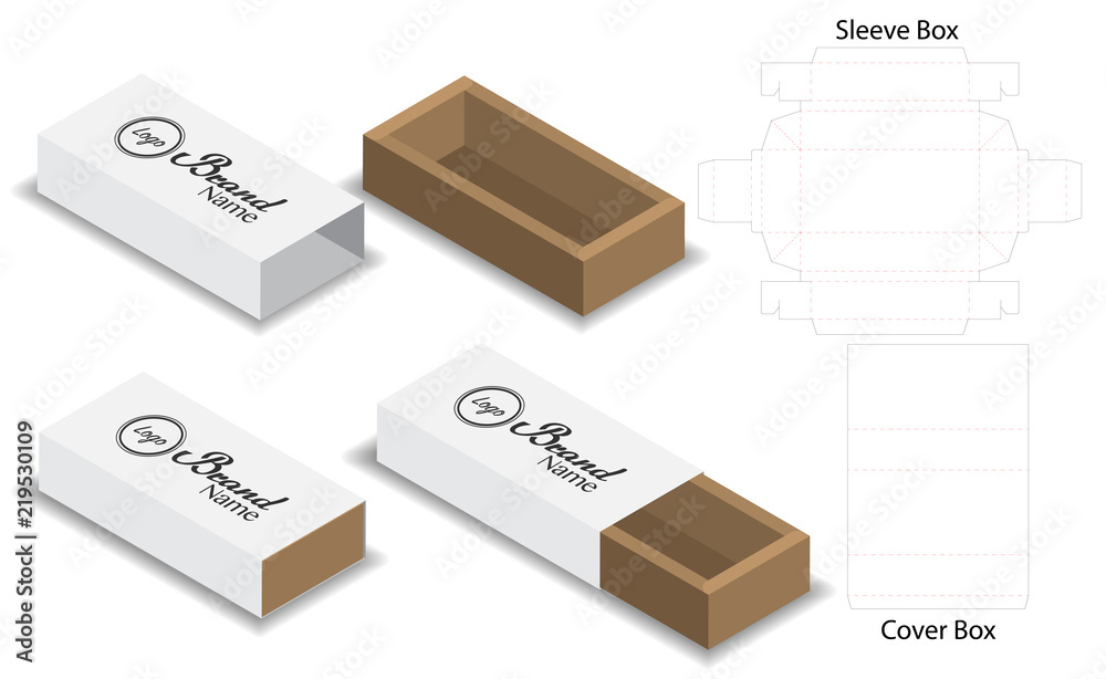 slide box die cut mock up template vector