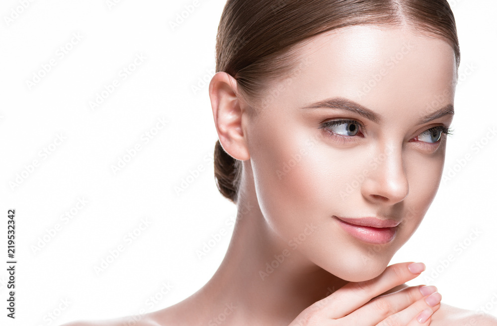 Beauty skin care face woman young and healthy, pure makeup nice model Beauty skin care face woman young and healthy, pure makeup nice model