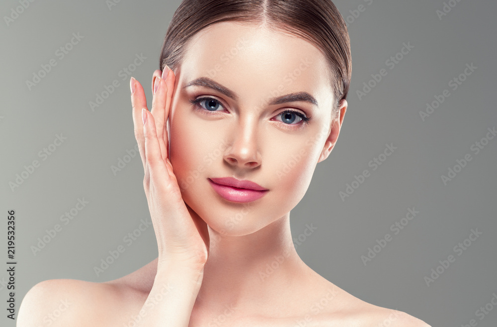 Beauty skin care face woman young and healthy, pure makeup nice model Beauty skin care face woman young and healthy, pure makeup nice model