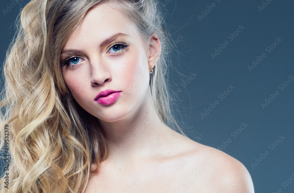 Beautiful Woman Face Portrait with hands. Beauty Skin Care Concept. Fashion Beauty Model isolated on white Beautiful Woman Face Portrait with hands. Beauty Skin Care Concept. Fashion Beauty Model isolated on white