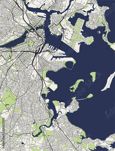 map of the city of Boston, USA