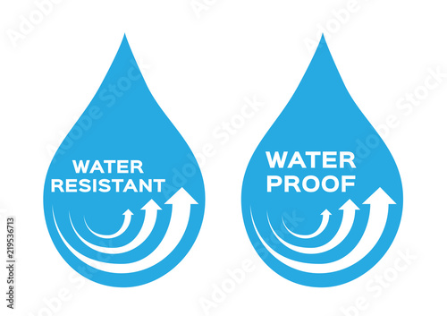 Water resistant and proof logo , icon and vector . blue version