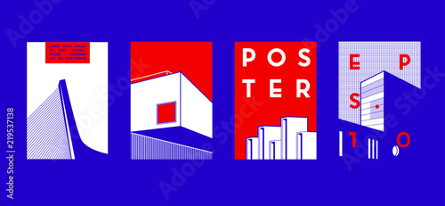 Architecture conceptual drawings. Colorful backgrounds. Applicable for Banners, Placards, Posters, Flyers. Vector illustration.