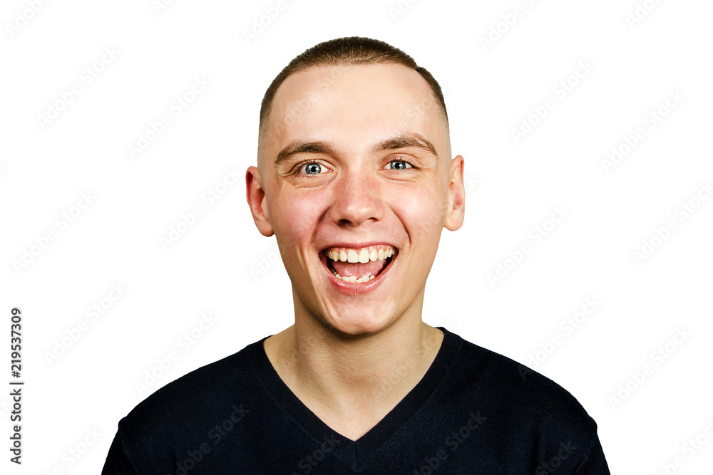 Portrait of young guy with caesar cut, isolated on white background. Portrait of young guy with caesar cut, isolated on white background.