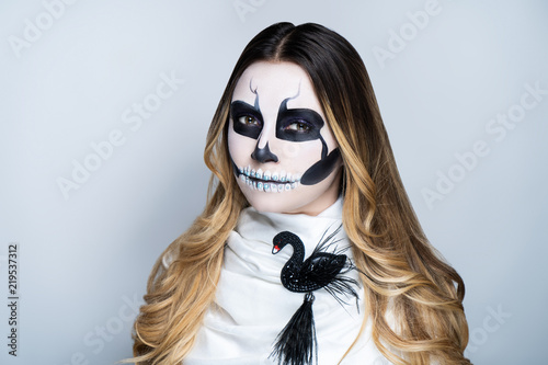 Woman art make up Scary skull