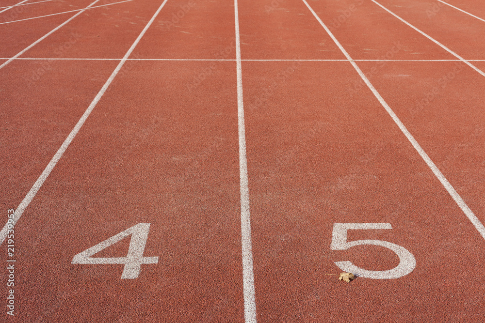 Fototapeta premium Athletics running track on the public stadium