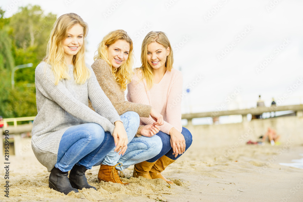 Three fashionable models outdoor