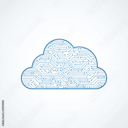 blue circuit board in cloud shape