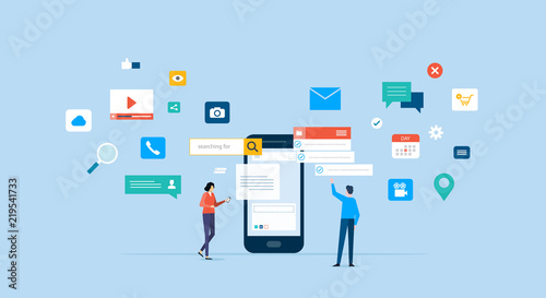 business team working  for mobile application development and design process concept 