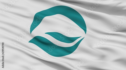 Kuwana City Flag, Country Japan, Mie Prefecture, Closeup View photo