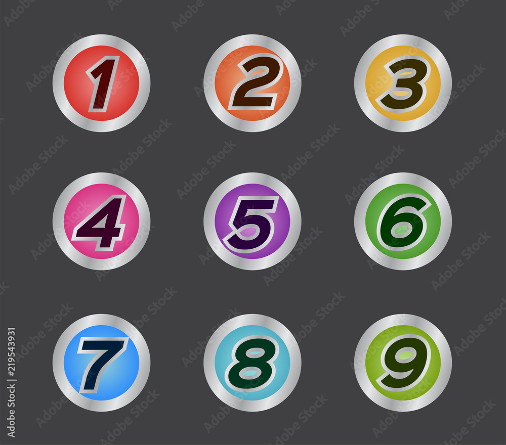 number icon 1 - 9  / set vector