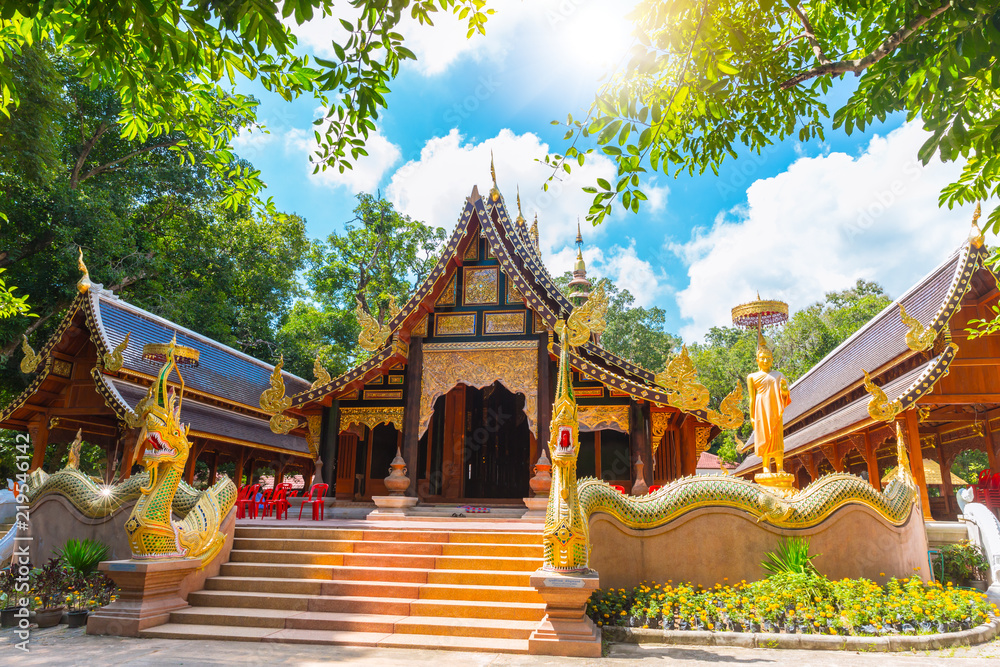 wat rampoeng beautiful Thai temple art and culture travel landmark at Chiang mai Thailand - obrazy, fototapety, plakaty 