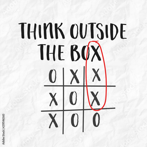 Think outside the box tic tac toe game text photo