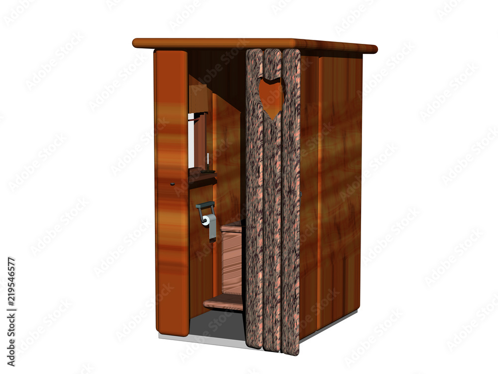 Hölzernes Klohäuschen im Garten Stock Illustration Adobe Stock