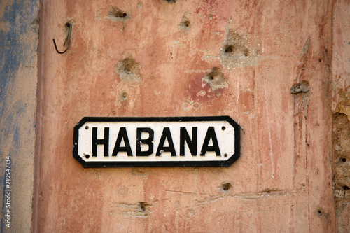 Street sign in the old town of Havana, Cuba