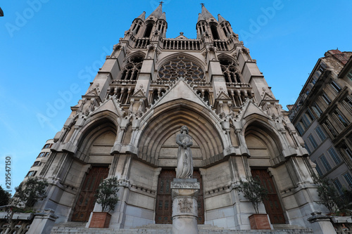 View of Saint-Vincent de Paul church at the top of La Canebiere in Marseille.