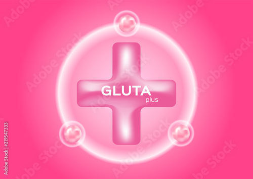 pink gluta plus collagen vector for skin