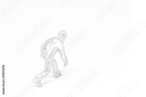 Miniature people firemen construction concept on white background with a space for text