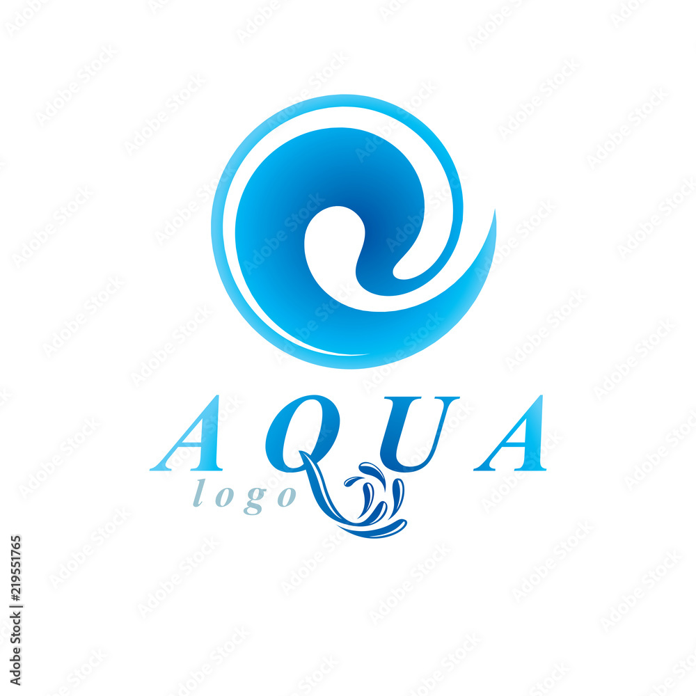 Pure aqua ecology vector logo. Human water reserves theme. Living in harmony with nature concept. Pure aqua ecology vector logo. Human water reserves theme. Living in harmony with nature concept.