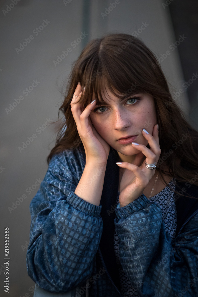 Dramatic portrait of a girl theme at the dark Dramatic portrait of a girl theme at the dark
