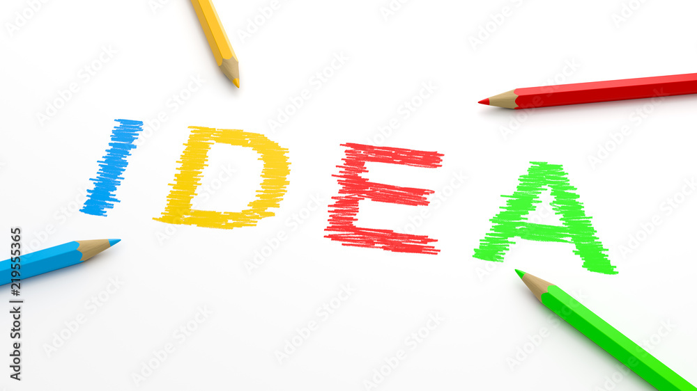 Idea Text with Colorful Pencils Idea Text with Colorful Pencils