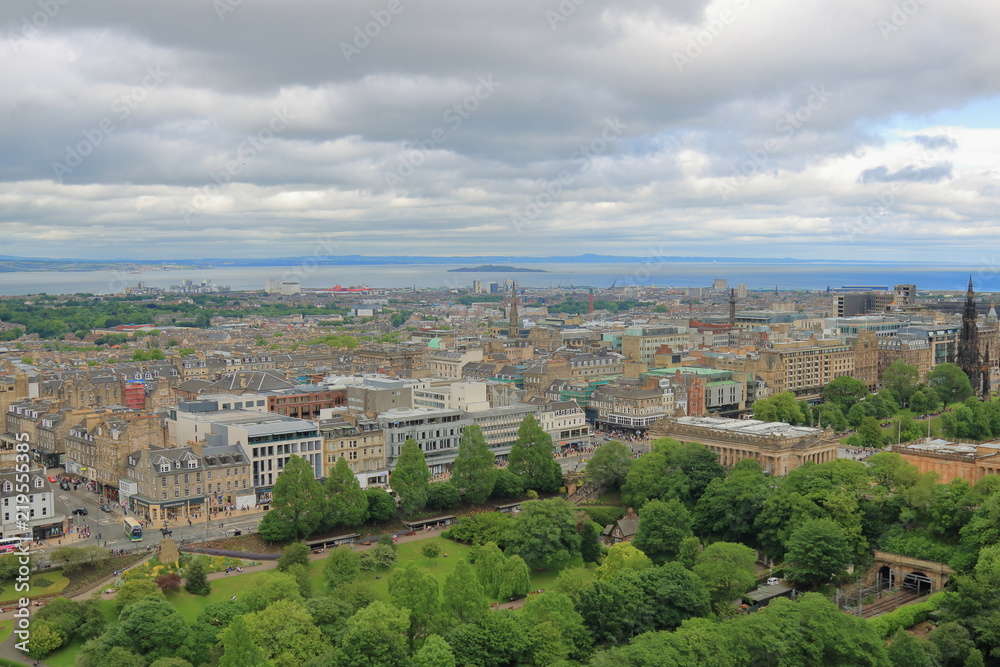 View of the New Town and the Firth Of Forth in Edinburgh, Scotland