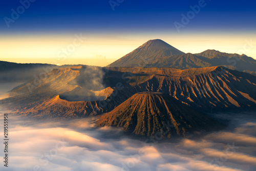 Mount Bromo twilight sky sunrise  Java, Indonesia photo