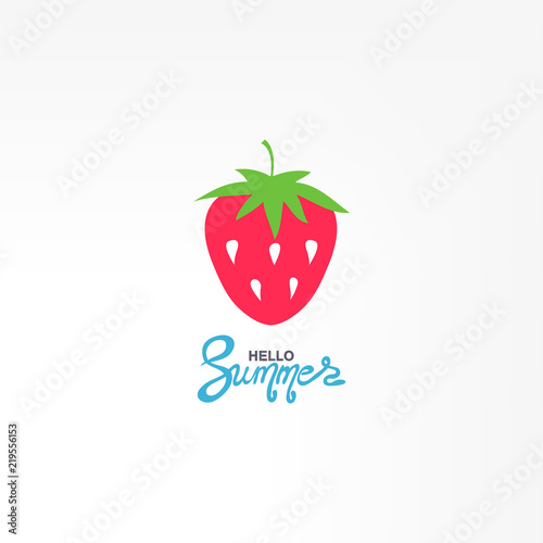 Red Strawberry icon vector. Natural food. Logo illustration.