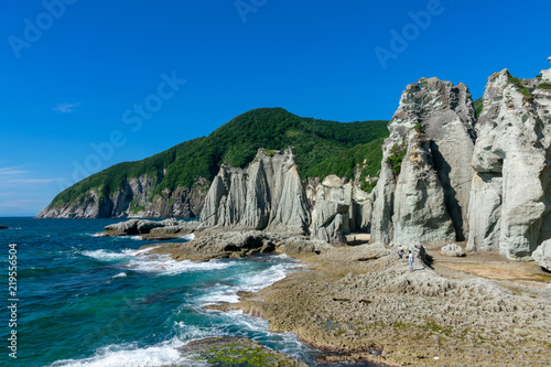 【青森県下北半島佐井村】天龍岩：仏ヶ浦は緑色凝灰岩がつくる大小さまざまな奇岩が集まり極楽浄土の景観