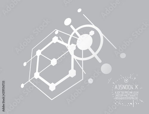 Technical plan, abstract engineering draft for use in graphic and web design. Vector drawing of industrial system created with lines and circles. Artistic graphic illustration.