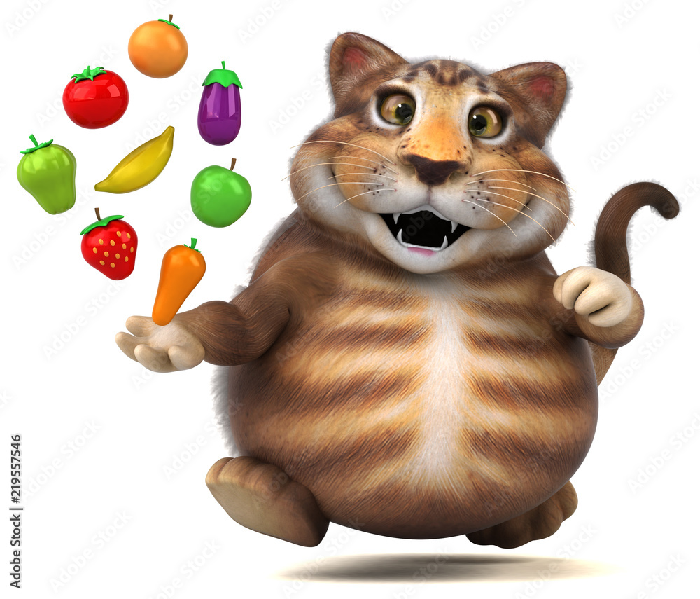 Fototapeta premium Fun cat - 3D Illustration