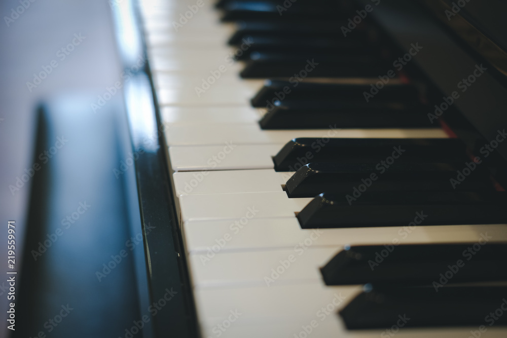 piano keyboard with glossy black & white keys. classic music piano keyboard with glossy black & white keys. classic music