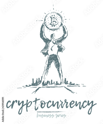 Cryptocurrency earnings a man bitcoin vector drawn