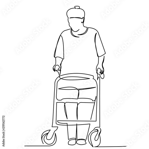 an elderly woman with a walker