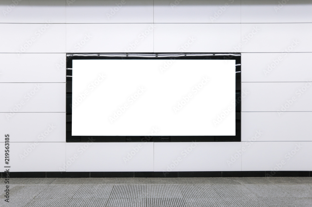 Blank advertising column on the underground passage wall of the high-speed rail station Blank advertising column on the underground passage wall of the high-speed rail station