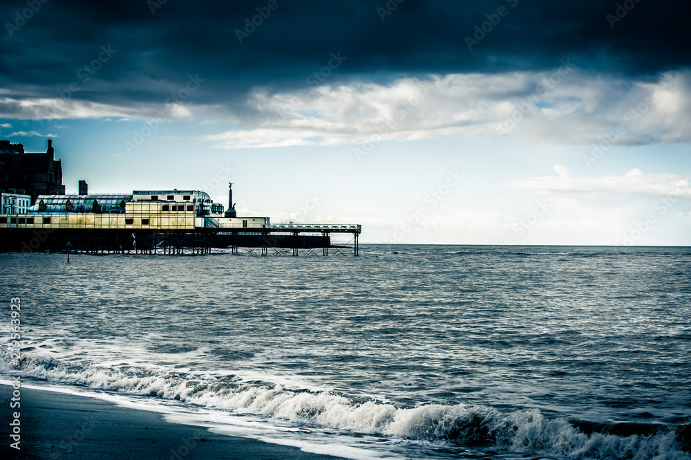 The Royal Pier in Aberystwyth, Ceredigion, West Wales taken for the beach on a cold winters day
