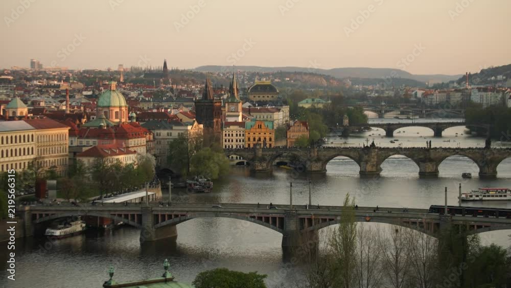 Prague: Panoramic view on the river Vltava Prague: Panoramic view on the river Vltava