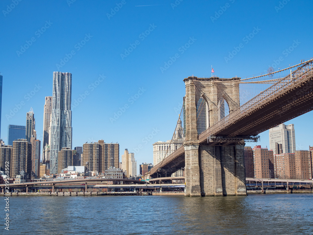 Brooklyn Bridge from Cruiser at Manhattan, New York City