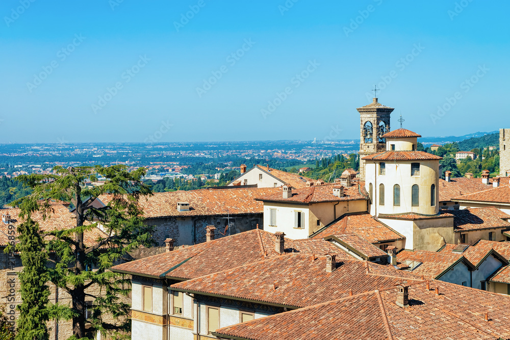 Cityscape in Citta Alta in Bergamo in Italy