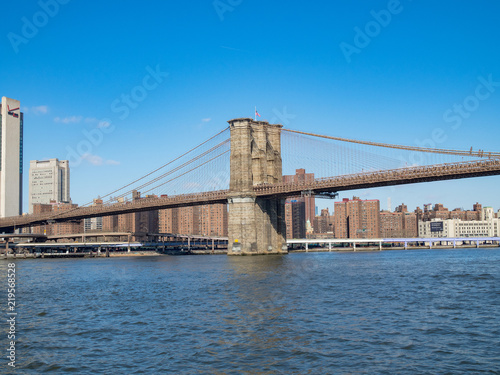 Brooklyn Bridge from Cruiser at Manhattan, New York City
