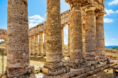 Fragment of Doric temple in Segesta of Sicily island