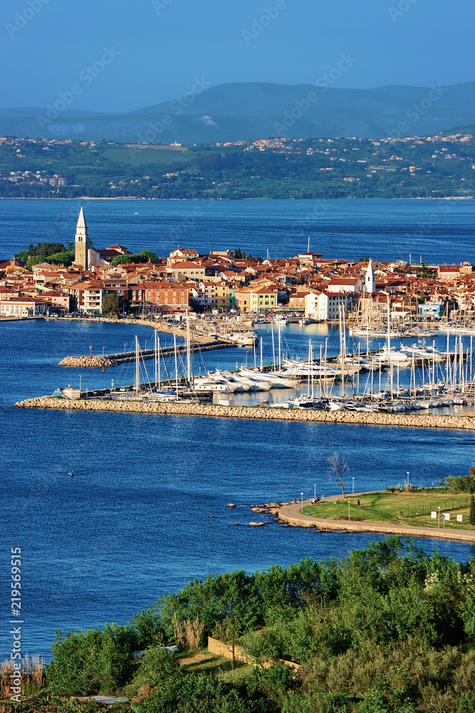 View on Marina in Adriatic in Izola Slovenia