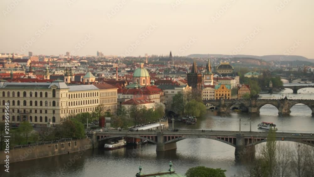 Prague with the river Vltava (Moldau) and the bridges, Czech Republic Prague with the river Vltava (Moldau) and the bridges, Czech Republic