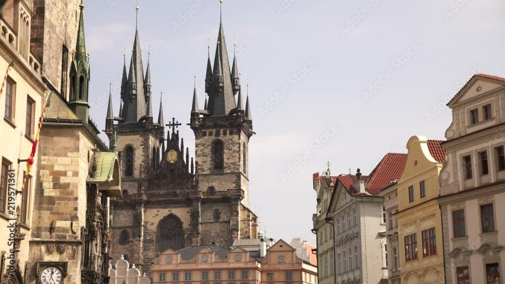 Astronomical clock in Prague with the Church of our Lady before Týn in Prague Astronomical clock in Prague with the Church of our Lady before Týn in Prague