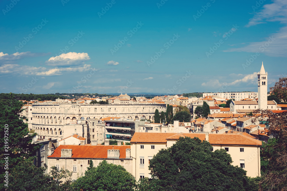 Fototapeta premium Cityscape of Pula with Amphiteater Croatia