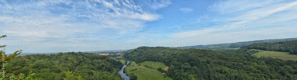 The Wye River Valley as seen from Symonds Yat in Wales, United Kingdom, in early Summer.