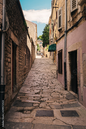 Cobblestone street in Pula Croatia photo