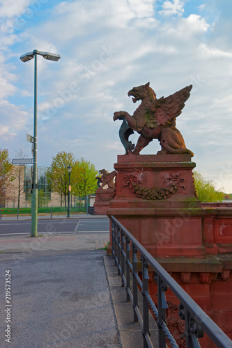 Dragon statue on Bruckendrache der Moltkebrucke Bridge in Berlin photo