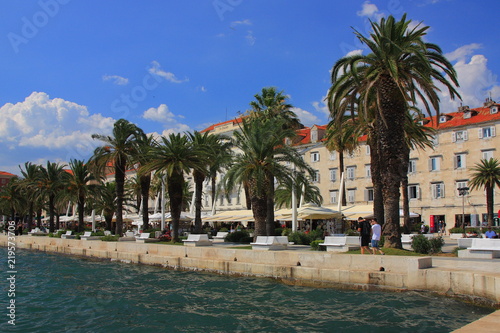 Split (Croatia) - a palm-lined boulevard in the port of the Adriatic.