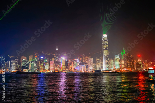 Hong Kong harbor and night skyline